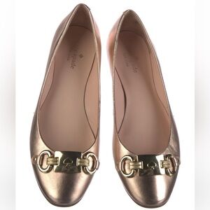Kate Spade Pink Leather Phoebe Flats Light Blush Pink with Gold Buckle